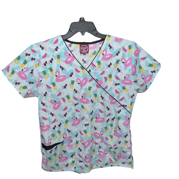 JDM Uniforms Tops - Divine Scrubs by JDM Uniforms Flamingo Scrub Top